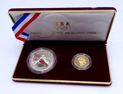 1988 US MINT OLYMPIC GOLD & SILVER PROOF COIN SET