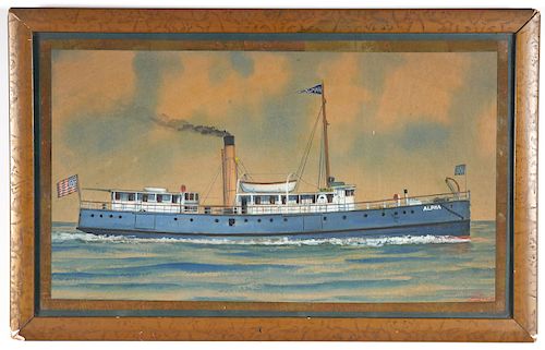 JOE SELBY, Watercolor, Steamship Painting