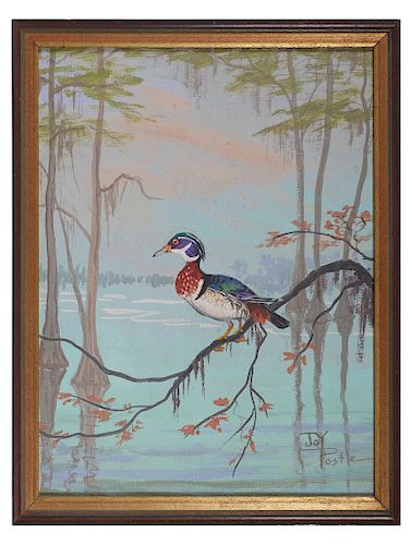 JOY POSTLE, Oil on Board Painting, Wood Duck