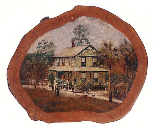 FLORIDA Primitive Painting of House on Wood