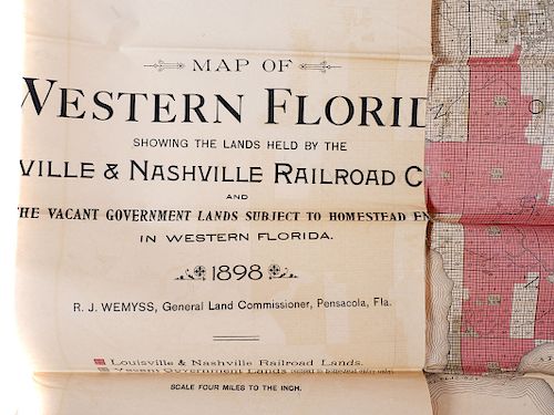 FLORIDA Map Louisville & Nashville RR Land 1898