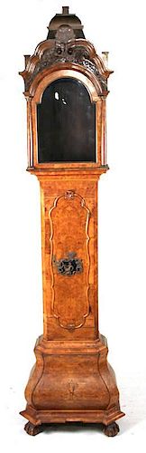 Baroque Burlwood Tall Case Clock, Dutch, 18th C.