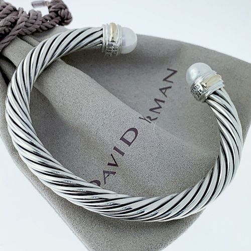 David Yurman Cable Classic  Pearl 14k Bracelet 7mm