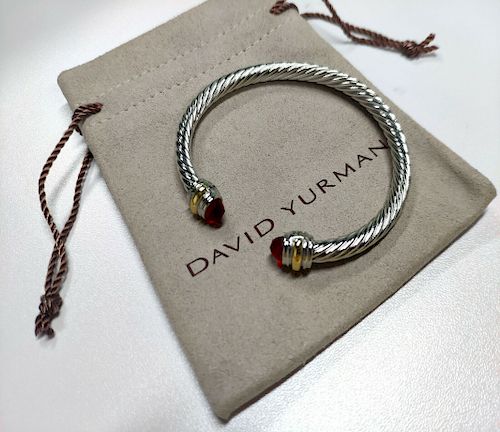 David Yurman 14k Gold Garnet 5mm Bracelet