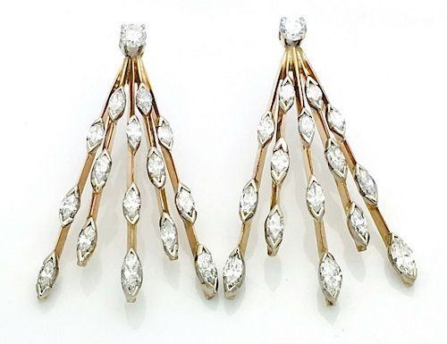 14k Gold 5.00TCW VS/G-H Diamond Earrings 1.5" L