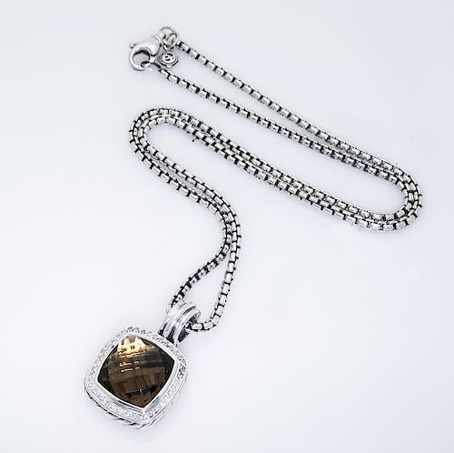 David Yurman Albion Pendant Topaz Diamond 14mm Necklace
