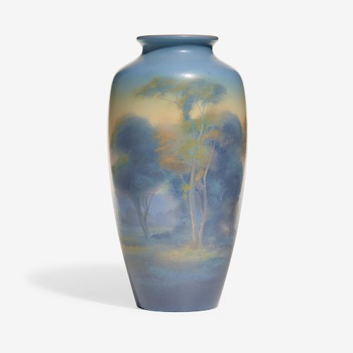 Fred Rothenbusch for Rookwood, large Vellum vase with forest landscape
