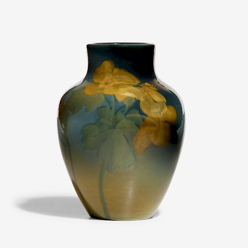 Sallie Toohey for Rookwood, Sea Green vase with poppies