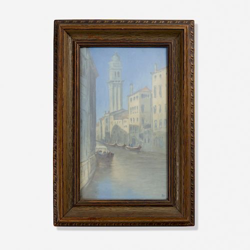 Edward Diers for Rookwood, Vellum plaque (Venetian Canal)