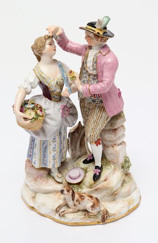 Meissen Porcelain Figural Group, Courting Couple