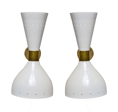Stilnovo Attributed Modern Two-Light Sconces, Pair