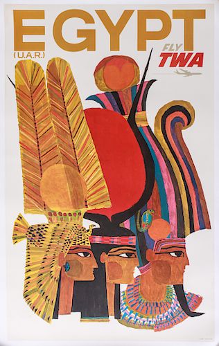 David Klein Egypt Fly TWA Offset Lithograph Poster