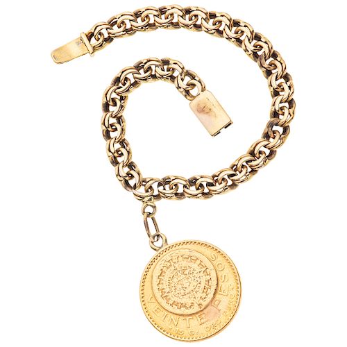 WRISTBAND WITH DEMONETIZED COIN. 21.6K AND 8K YELLOW GOLD