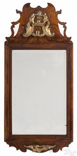 Queen Anne walnut veneer mirror, 18th c., 30'' h.