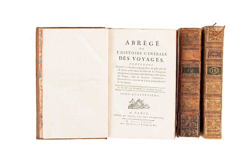 Harpe, Jean-François de la. Abrégé de L' Histoire Générale des Voyages, Contenant ce qu' il y a de plus Remarquable. Pieces: 3.