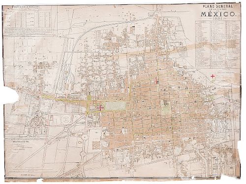 General Plan of Mexico City. Mexico: Lit. Debray Sucs. Editores, 1881. Lithograph, 24 x 31.8" (61 x 81 cm)