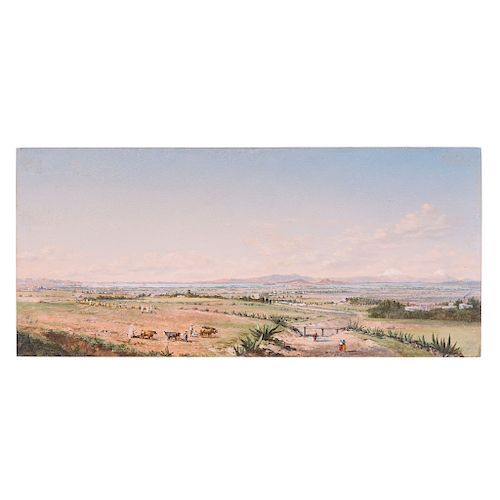 Chapman, Conrad Wise. Landscape of the Valley of Mexico. Oil on wood, 5.9 x 12.9" (15 x 33 cm). Signed and dated: "Chapman, New York, 1902".