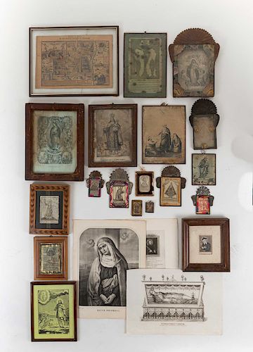 Montes de Oca - Debray - Iriarte - Decaen - Otros. Virgins and Saints. Engravings and lithographs. Mexico, 18th-20th Centuries. Pieces: 24.