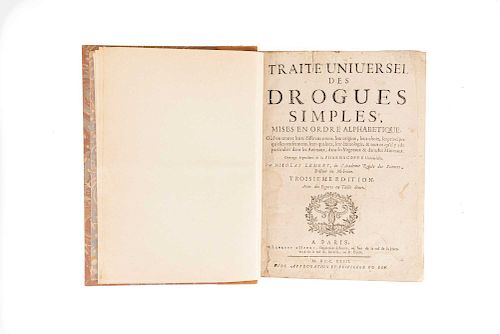 Lemery, Nicolás. Traité Universel des Drogues Simples, Mises en Ordre Alphabétique. Paris, 1723.