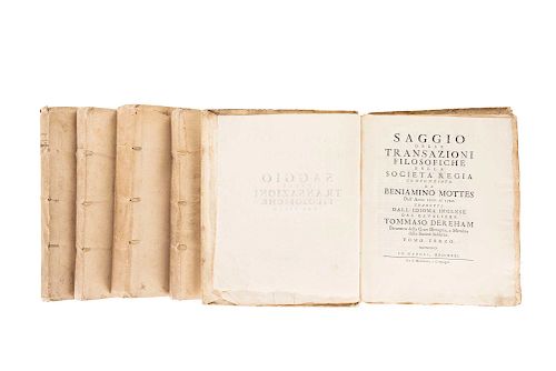 Saggio delle Transazioni Filosofiche della Società Regia. Napoli, 1729-34. Pieces: 5. With Map of California by Eusebio Kino.