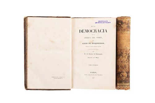 Tocqueville, Alejo de. De la Democracia en la América del Norte. París: Rosa, 1837. Folded map. Pieces: 2.