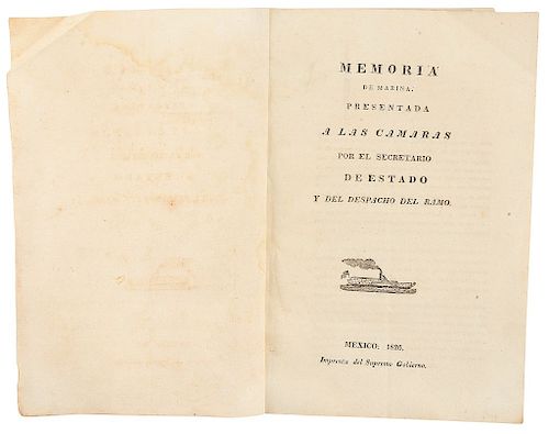 Gómez Pedraza, Manuel. Memorias de Marina ("Memoirs of Marina")... México, 1826.