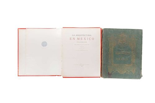 García, Genaro - Cortés, Antonio - Mariscal, Federico. La Arquitectura en México, Iglesias. México, 1914 / 1932. Pieces: 2.