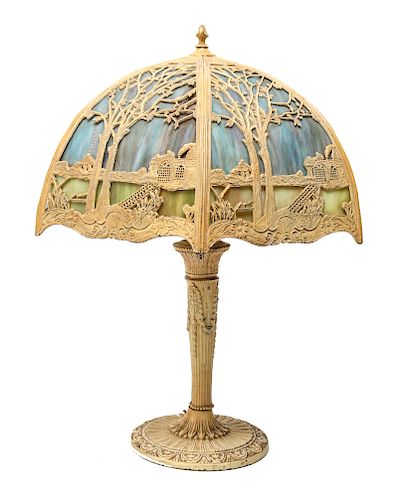 Miller Lamp Co. Slag Glass Table Lamp
