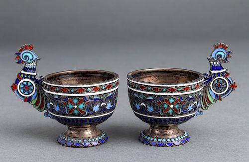 Russian Silver & Cloisonne Enamel Cups, 2