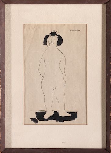 Matsumi Kanemitsu "Female Nude" Ink Drawing