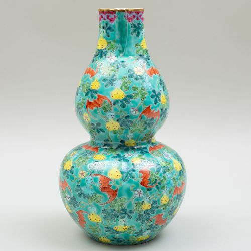 Chinese Porcelain Double Gourd Form Vase with Three Apertures 