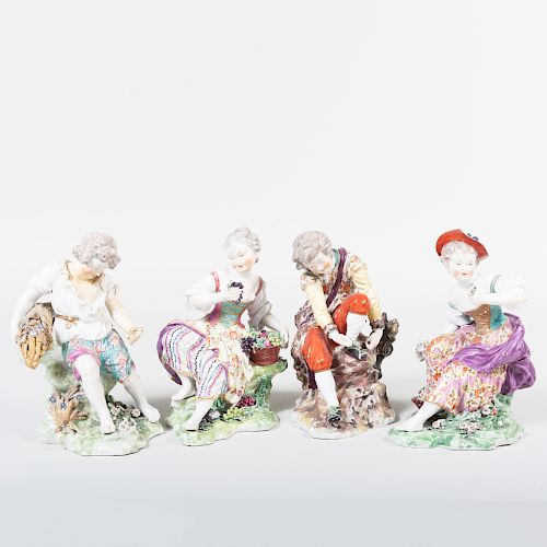 Set of Four Derby Porcelain Allegorical Figures of 'The Four Seasons'