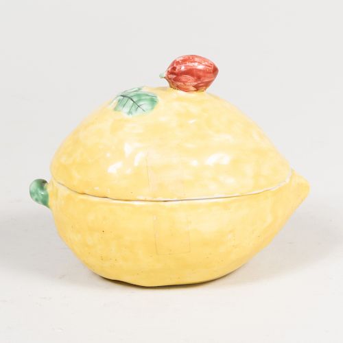 Continental Faience Lemon Form Box and Cover