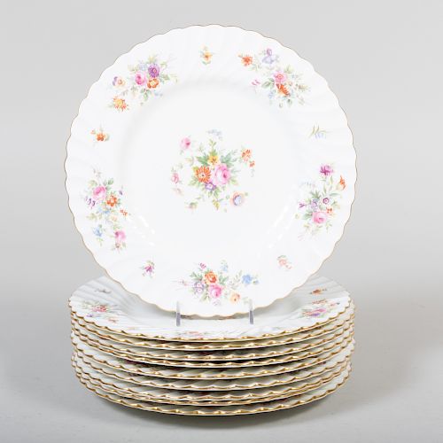 Set of Ten Mintons Porcelain Dinner Plates in the â€˜Marlowâ€™ Pattern