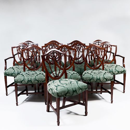 Set of Twelve George III Style Mahogany Dining Chairs, 20th century