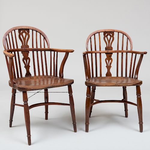Two Low Back Windsor Armchairs