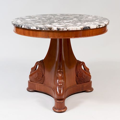 Empire Style Carved Mahogany Center Table 