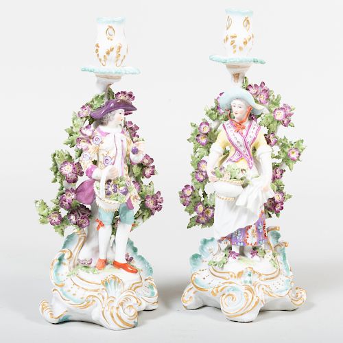 Pair of Samson Porcelain Figural Candlesticks