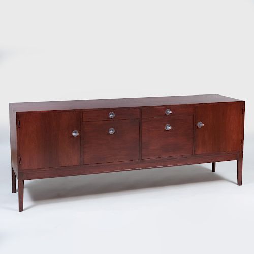 Finn Juhl Diplomat Series Stained Wood, Rosewood and Aluminum Sideboard 