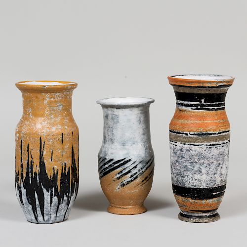 Three Livia Gorka Glazed Earthenware Vases