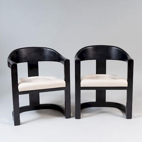 Pair of 'Onassis' Ebonized Chairs, designed by Karl Springer