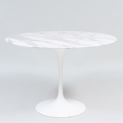 Eero Saarinen Painted Metal and Marble Tulip Table, for Knoll