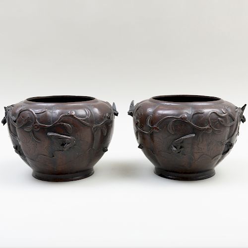 Pair of Japanese Tokyo Bronze Vessels
