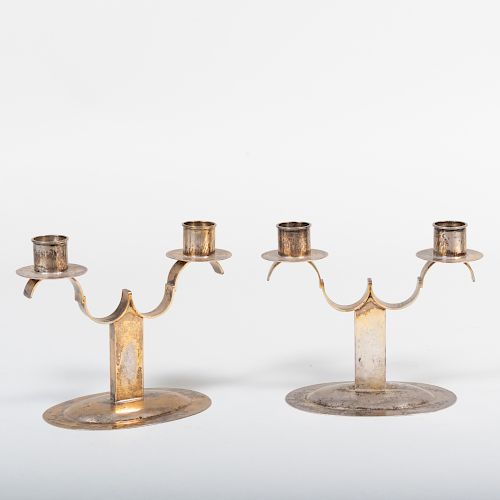 Pair of German Silver Two-light Candelabra