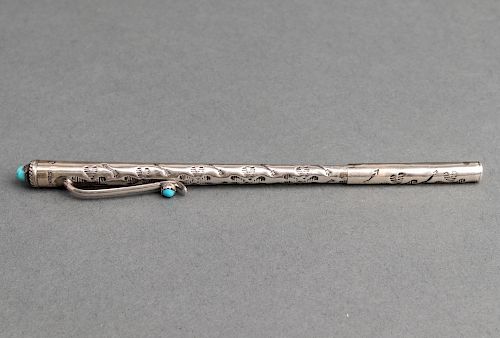 Native American Navajo Silver & Turquoise Pen