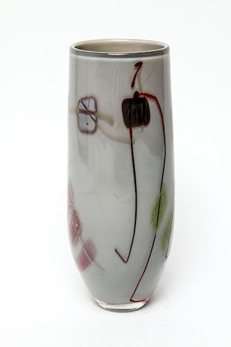 Illegibly Signed Modern Art Glass Hand-Blown Vase