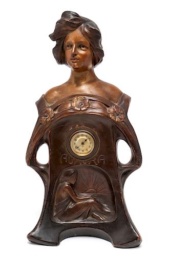 Art Nouveau Manner Figural Mantel Clock