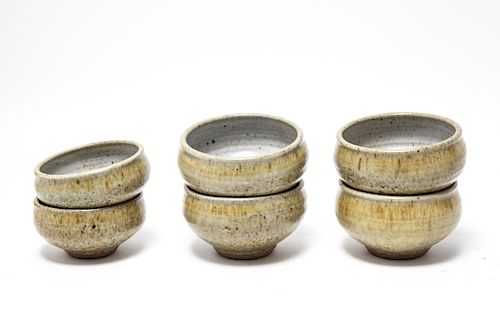 Danish Modern Style Art Pottery Bowls Set of 6