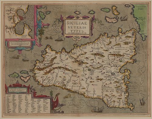 Ortelius Map of Sicily "Siciliae Veteris Typus" 1584