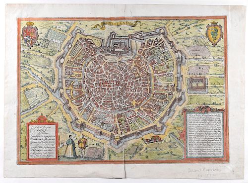 Braun and Hogenberg Map Milan 1572